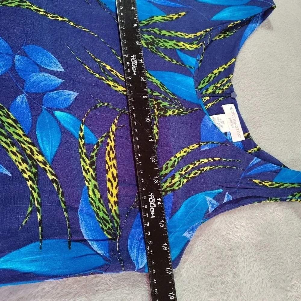 Worthington Maxi Dress Ladies 8P Petite Blue Floral‎ Island Vacation Light